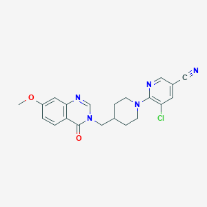 molecular formula C21H20ClN5O2 B12273893 5-Chloro-6-{4-[(7-methoxy-4-oxo-3,4-dihydroquinazolin-3-yl)methyl]piperidin-1-yl}pyridine-3-carbonitrile 