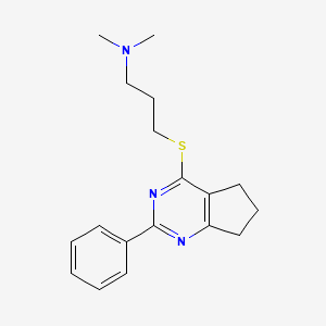 molecular formula C18H23N3S B1227399 N,N-二甲基-3-[(2-苯基-6,7-二氢-5H-环戊并[d]嘧啶-4-基)硫]-1-丙胺 
