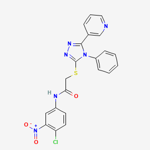 molecular formula C21H15ClN6O3S B12273994 N-(4-chloro-3-nitrophenyl)-2-{[4-phenyl-5-(pyridin-3-yl)-4H-1,2,4-triazol-3-yl]sulfanyl}acetamide 