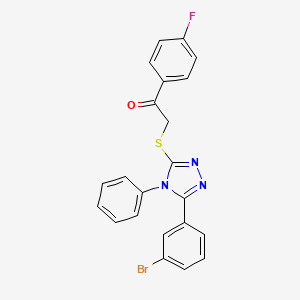 molecular formula C22H15BrFN3OS B1227402 2-[[5-(3-Bromophenyl)-4-phenyl-1,2,4-triazol-3-yl]thio]-1-(4-fluorophenyl)ethanone 