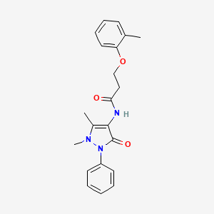 molecular formula C21H23N3O3 B1227404 N-(1,5-二甲基-3-氧代-2-苯基-4-吡唑基)-3-(2-甲基苯氧基)丙酰胺 