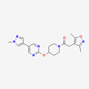 2-(3,5-dimethyl-1,2-oxazol-4-yl)-1-(4-{[5-(1-methyl-1H-pyrazol-4-yl)pyrimidin-2-yl]oxy}piperidin-1-yl)ethan-1-one