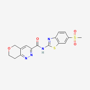 molecular formula C16H14N4O4S2 B12274084 N-(6-methanesulfonyl-1,3-benzothiazol-2-yl)-5H,7H,8H-pyrano[4,3-c]pyridazine-3-carboxamide 