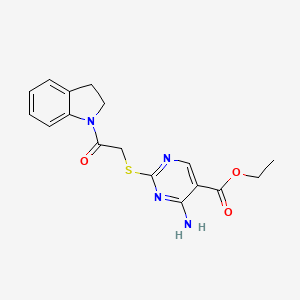molecular formula C17H18N4O3S B1227410 4-Amino-2-[[2-(2,3-dihydroindol-1-yl)-2-oxoethyl]thio]-5-pyrimidinecarboxylic acid ethyl ester 