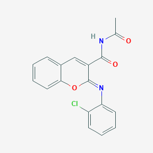 (2Z)-N-acetyl-2-[(2-chlorophenyl)imino]-2H-chromene-3-carboxamide