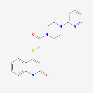 molecular formula C21H22N4O2S B1227416 1-甲基-4-[[2-氧代-2-[4-(2-吡啶基)-1-哌嗪基]乙基]硫代]-2-喹啉酮 
