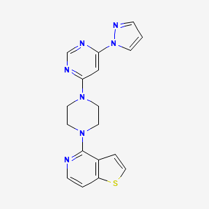 molecular formula C18H17N7S B12274277 4-(1H-pyrazol-1-yl)-6-(4-{thieno[3,2-c]pyridin-4-yl}piperazin-1-yl)pyrimidine 