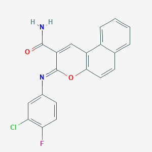 (3Z)-3-[(3-chloro-4-fluorophenyl)imino]-3H-benzo[f]chromene-2-carboxamide