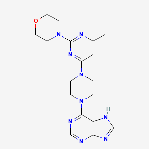 molecular formula C18H23N9O B12274359 6-{4-[6-methyl-2-(morpholin-4-yl)pyrimidin-4-yl]piperazin-1-yl}-9H-purine 