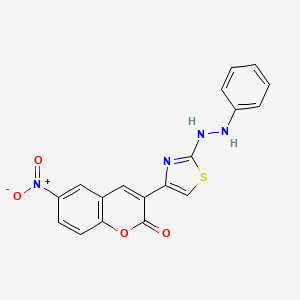 molecular formula C18H12N4O4S B12274396 6-nitro-3-[2-(2-phenylhydrazin-1-yl)-1,3-thiazol-4-yl]-2H-chromen-2-one 