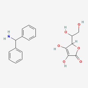 molecular formula C19H21NO6 B12274409 2-(1,2-dihydroxyethyl)-3,4-dihydroxy-2H-furan-5-one;diphenylmethanamine 