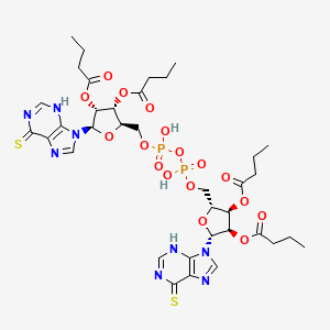 molecular formula C36H48N8O17P2S2 B1227445 P(1),P(2)-Bis(O(2'),O(3')-dibutyryl-6-mercaptopurine-9 beta-ribofuranoside)-5'-pyrophosphate CAS No. 83385-96-0