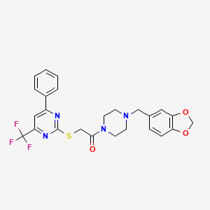 1-[4-(1,3-Benzodioxol-5-ylmethyl)piperazin-1-yl]-2-{[4-phenyl-6-(trifluoromethyl)pyrimidin-2-yl]sulfanyl}ethanone