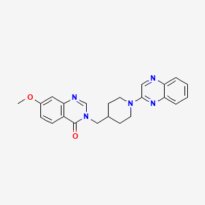 molecular formula C23H23N5O2 B12274487 7-Methoxy-3-{[1-(quinoxalin-2-yl)piperidin-4-yl]methyl}-3,4-dihydroquinazolin-4-one 