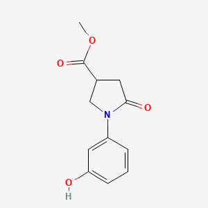 molecular formula C12H13NO4 B12274514 1-(3-Hydroxy-phenyl)-5-oxo-pyrrolidine-3-carboxylic acid methyl ester 