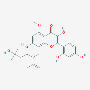 molecular formula C26H32O8 B12274532 2-(2,4-Dihydroxyphenyl)-3,7-dihydroxy-8-[5-hydroxy-5-methyl-2-(prop-1-en-2-yl)hexyl]-5-methoxy-2,3-dihydro-1-benzopyran-4-one 