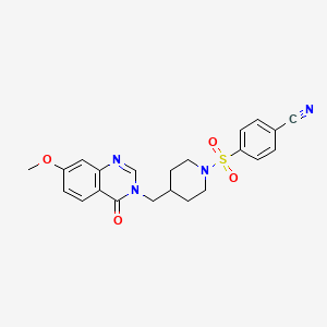 molecular formula C22H22N4O4S B12274588 4-({4-[(7-Methoxy-4-oxo-3,4-dihydroquinazolin-3-yl)methyl]piperidin-1-yl}sulfonyl)benzonitrile 