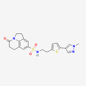 molecular formula C21H22N4O3S2 B12274609 N-{2-[5-(1-methyl-1H-pyrazol-4-yl)thiophen-2-yl]ethyl}-11-oxo-1-azatricyclo[6.3.1.0^{4,12}]dodeca-4(12),5,7-triene-6-sulfonamide 