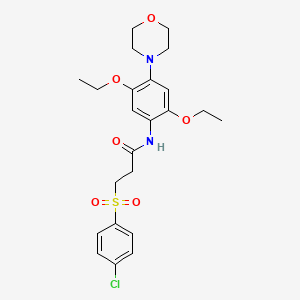 3-(4-chlorophenyl)sulfonyl-N-[2,5-diethoxy-4-(4-morpholinyl)phenyl]propanamide
