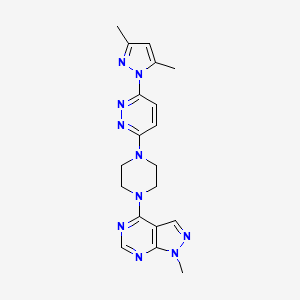 molecular formula C19H22N10 B12274692 3-(3,5-dimethyl-1H-pyrazol-1-yl)-6-(4-{1-methyl-1H-pyrazolo[3,4-d]pyrimidin-4-yl}piperazin-1-yl)pyridazine 