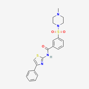 molecular formula C21H22N4O3S2 B1227470 3-[(4-methyl-1-piperazinyl)sulfonyl]-N-(4-phenyl-2-thiazolyl)benzamide 