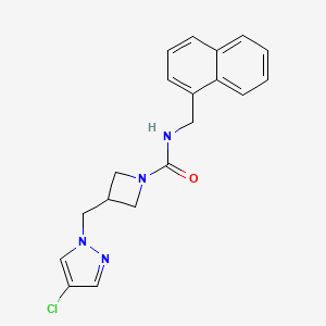 molecular formula C19H19ClN4O B12274762 3-[(4-chloro-1H-pyrazol-1-yl)methyl]-N-[(naphthalen-1-yl)methyl]azetidine-1-carboxamide 