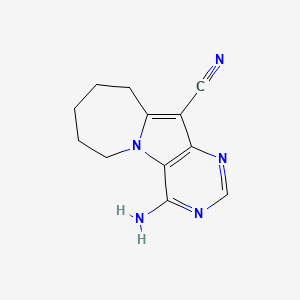 molecular formula C12H13N5 B1227477 4-amino-7,8,9,10-tetrahydro-6H-pyrimido[3,4]pyrrolo[3,5-a]azepine-11-carbonitrile 
