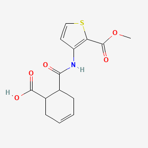 molecular formula C14H15NO5S B1227478 6-[[(2-Methoxycarbonyl-3-thiophenyl)amino]-oxomethyl]-1-cyclohex-3-enecarboxylic acid 