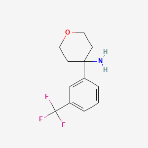 molecular formula C12H14F3NO B12274788 4-(3-Trifluoromethylphenyl)tetrahydropyran-4-amine 