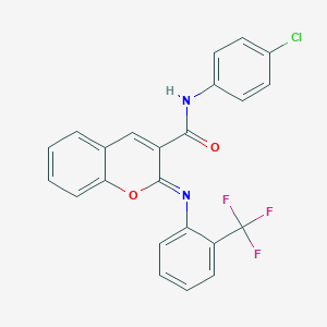 molecular formula C23H14ClF3N2O2 B12274825 (2Z)-N-(4-chlorophenyl)-2-{[2-(trifluoromethyl)phenyl]imino}-2H-chromene-3-carboxamide 