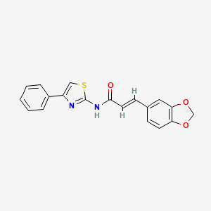 molecular formula C19H14N2O3S B1227484 3-(1,3-苯并二氧杂环-5-基)-N-(4-苯基-1,3-噻唑-2-基)丙烯酰胺 