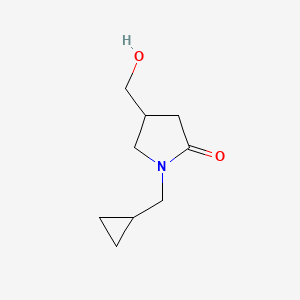 molecular formula C9H15NO2 B12274878 1-(Cyclopropylmethyl)-4-(hydroxymethyl)pyrrolidin-2-one 