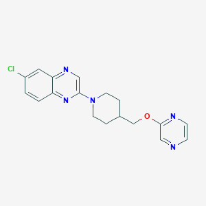 molecular formula C18H18ClN5O B12274957 6-Chloro-2-{4-[(pyrazin-2-yloxy)methyl]piperidin-1-yl}quinoxaline 