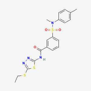 molecular formula C19H20N4O3S3 B1227497 N-[5-(ethylthio)-1,3,4-thiadiazol-2-yl]-3-[methyl-(4-methylphenyl)sulfamoyl]benzamide 