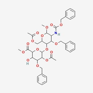 methyl 5-acetyloxy-6-[2-(acetyloxymethyl)-6-methoxy-4-phenylmethoxy-5-(phenylmethoxycarbonylamino)oxan-3-yl]oxy-3-hydroxy-4-phenylmethoxyoxane-2-carboxylate