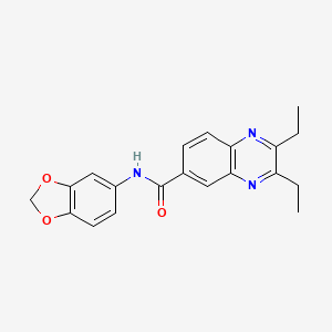 molecular formula C20H19N3O3 B1227504 N-(1,3-苯并二氧杂环-5-基)-2,3-二乙基-6-喹喔啉甲酰胺 