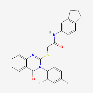 molecular formula C25H19F2N3O2S B1227506 2-[[3-(2,4-二氟苯基)-4-氧代-2-喹唑啉基]硫]-N-(2,3-二氢-1H-茚-5-基)乙酰胺 