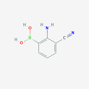 molecular formula C7H7BN2O2 B12275085 2-Amino-3-cyanophenylboronicacid 