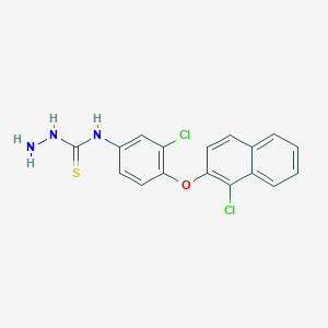 molecular formula C17H13Cl2N3OS B12275111 3-Amino-1-{3-chloro-4-[(1-chloronaphthalen-2-yl)oxy]phenyl}thiourea 