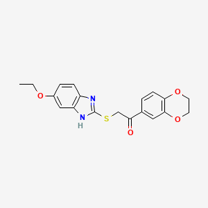 molecular formula C19H18N2O4S B12275118 1-(2,3-dihydro-1,4-benzodioxin-6-yl)-2-[(5-ethoxy-1H-benzimidazol-2-yl)sulfanyl]ethanone 