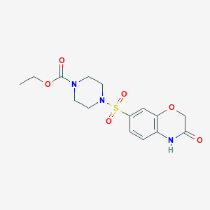 molecular formula C15H19N3O6S B1227515 4-[(3-oxo-4H-1,4-benzoxazin-7-yl)sulfonyl]-1-piperazinecarboxylic acid ethyl ester 