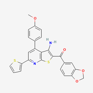 molecular formula C26H18N2O4S2 B12275150 [3-Amino-4-(4-methoxyphenyl)-6-(thiophen-2-yl)thieno[2,3-b]pyridin-2-yl](1,3-benzodioxol-5-yl)methanone 