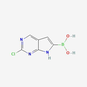 molecular formula C6H5BClN3O2 B12275166 2-Chloro-7H-pyrrolo[2,3-d]pyrimidine-6-boronic acid 