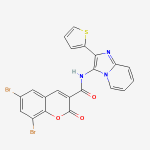 molecular formula C21H11Br2N3O3S B12275289 6,8-dibromo-2-oxo-N-[2-(thiophen-2-yl)imidazo[1,2-a]pyridin-3-yl]-2H-chromene-3-carboxamide 