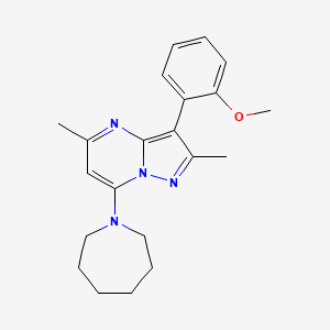 molecular formula C21H26N4O B1227532 7-(1-氮杂环戊基)-3-(2-甲氧基苯基)-2,5-二甲基吡唑并[1,5-a]嘧啶 