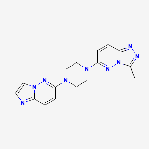 molecular formula C16H17N9 B12275325 1-{Imidazo[1,2-b]pyridazin-6-yl}-4-{3-methyl-[1,2,4]triazolo[4,3-b]pyridazin-6-yl}piperazine 