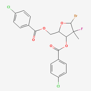 molecular formula C20H16BrCl2FO5 B12275360 [5-Bromo-3-(4-chlorobenzoyl)oxy-4-fluoro-4-methyloxolan-2-yl]methyl 4-chlorobenzoate 