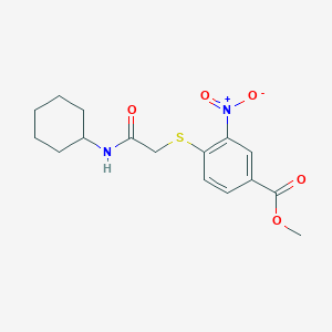 molecular formula C16H20N2O5S B1227538 4-[[2-(Cyclohexylamino)-2-oxoethyl]thio]-3-nitrobenzoic acid methyl ester 