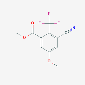 molecular formula C11H8F3NO3 B12275412 3-Cyano-5-methoxy-2-trifluoromethyl-benzoic acid methyl ester 