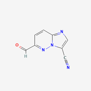 molecular formula C8H4N4O B12275420 6-Formylimidazo[1,2-B]pyridazine-3-carbonitrile 